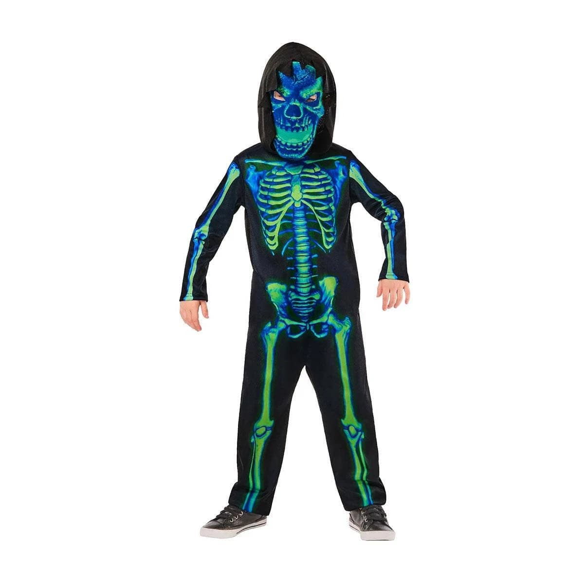 Neon Green Skeleton Búningur XXS